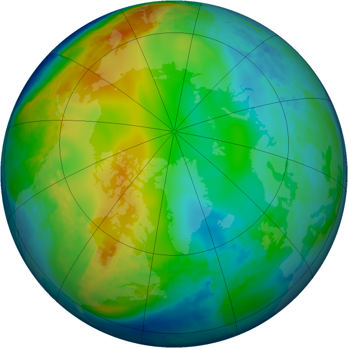 Arctic ozone map for 20 December 2003